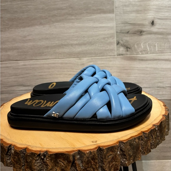 Sam Edelman Vaugn True Blue/Seville Nappa Leather slide Sandals sz 5.5 like new! - Picture 2 of 8